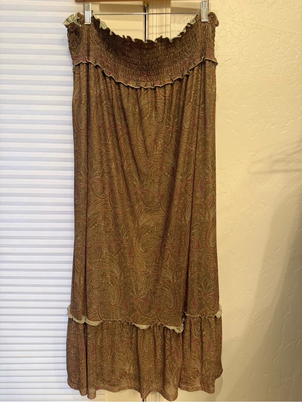 DR2 Brown Paisley Maxi Skirt with Smocked Waist